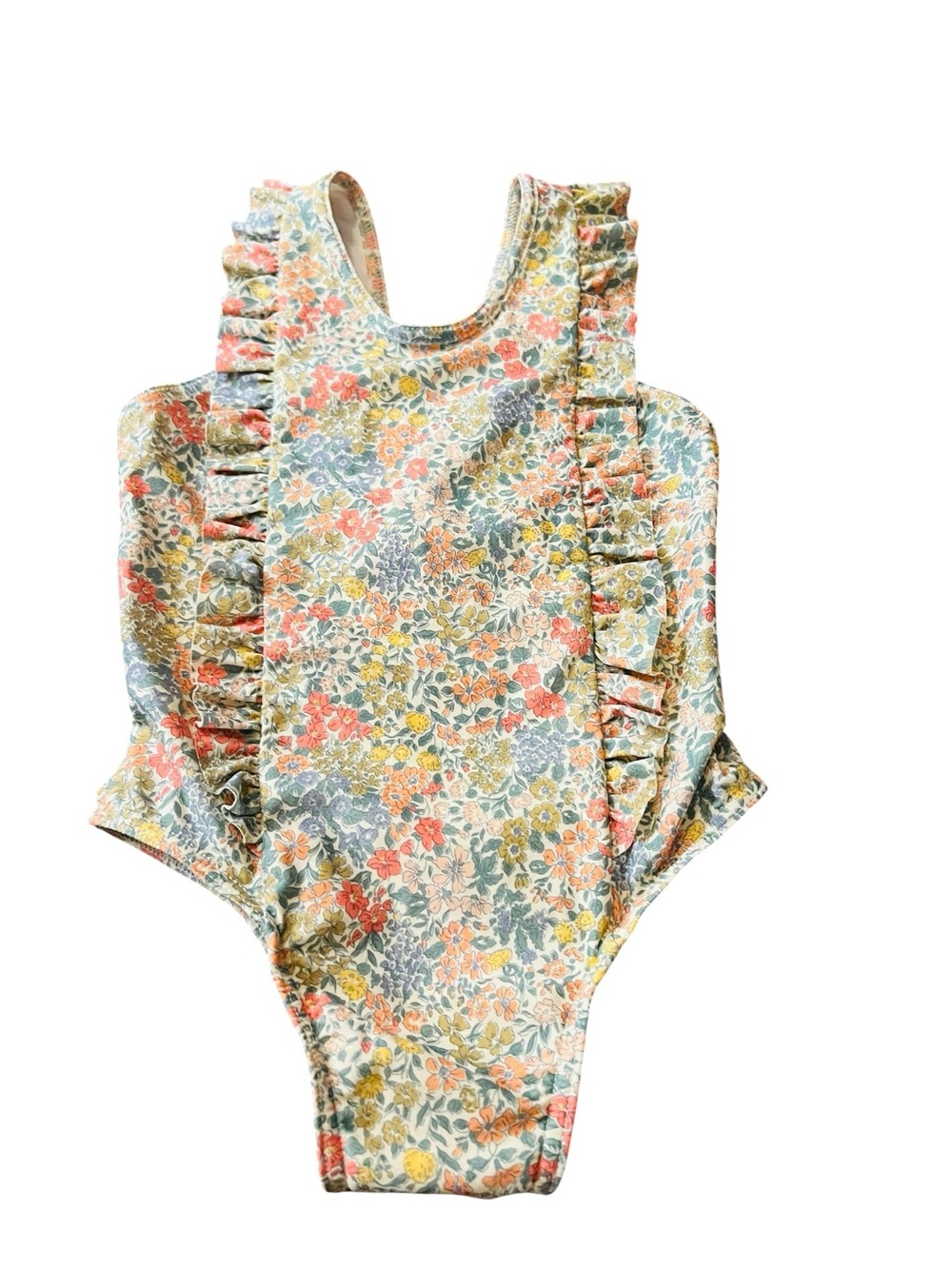 Olivier London Floral Ruffle One-Piece Kids Swimsuit in Multi-Color Size 1-2Y